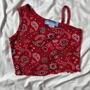 Y2K Periscope Kids Red Bandana Asymmetrical Top